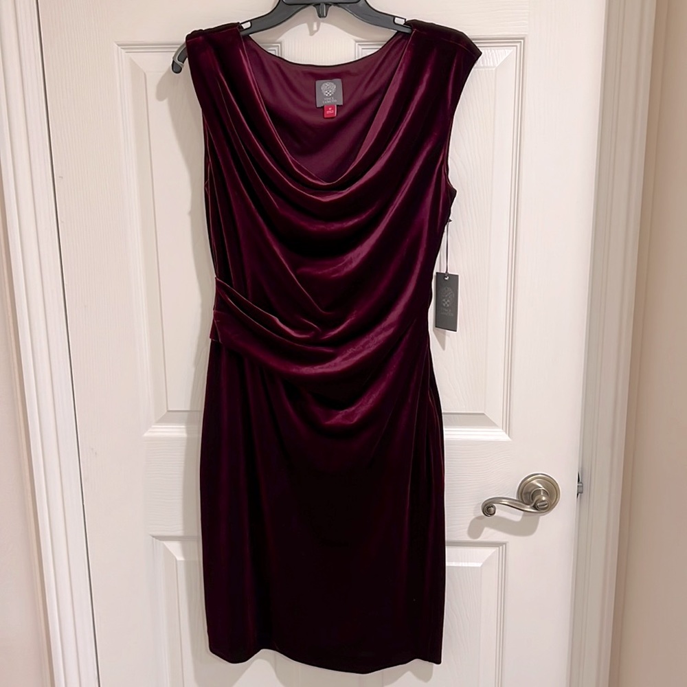 VINCE CAMUTO BURGANDY WINE VELVET DRESS